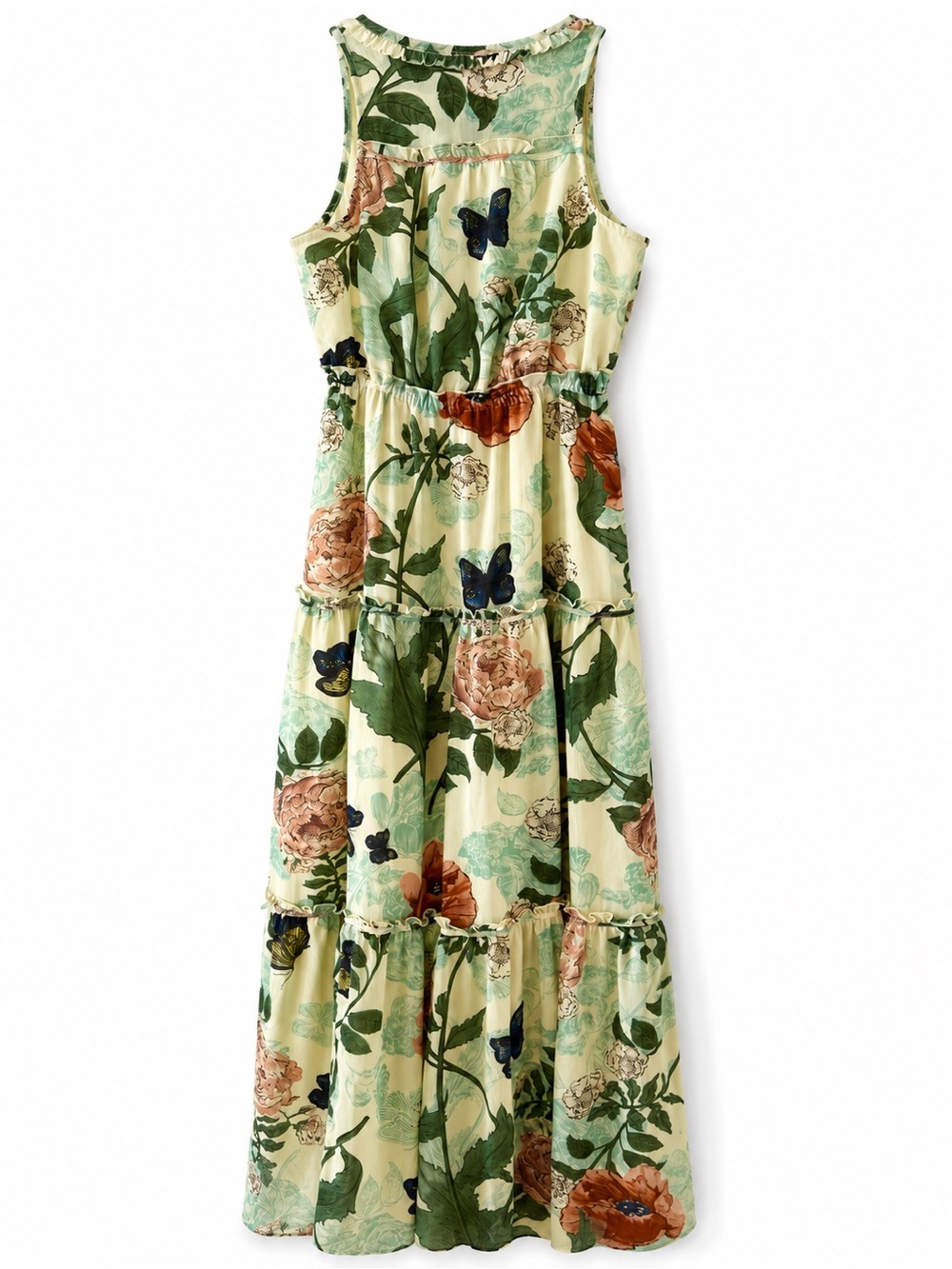 Maeve Anthropologie Floral Butterfly Maxi Dress Size 0P - Picture 2 of 5